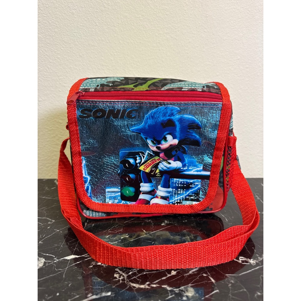 Sonic the Hedgehog Kids Bag Dinosaur Print Red Blue Shoulder Strap
